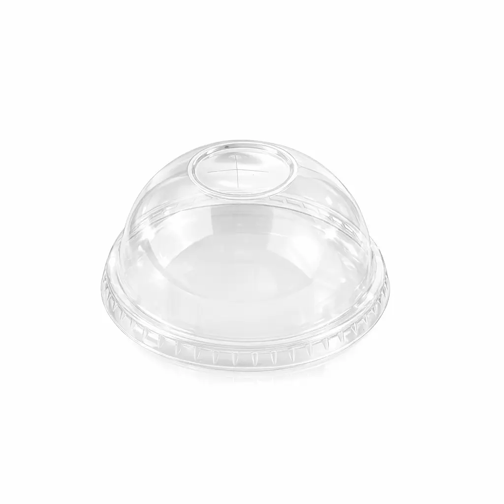 90mm-clear-pet-rpet-dome-lid-straw-slot 90mm clear PET/RPET dome lid with straw slot for smoothies, frappes, and topped cold drinks