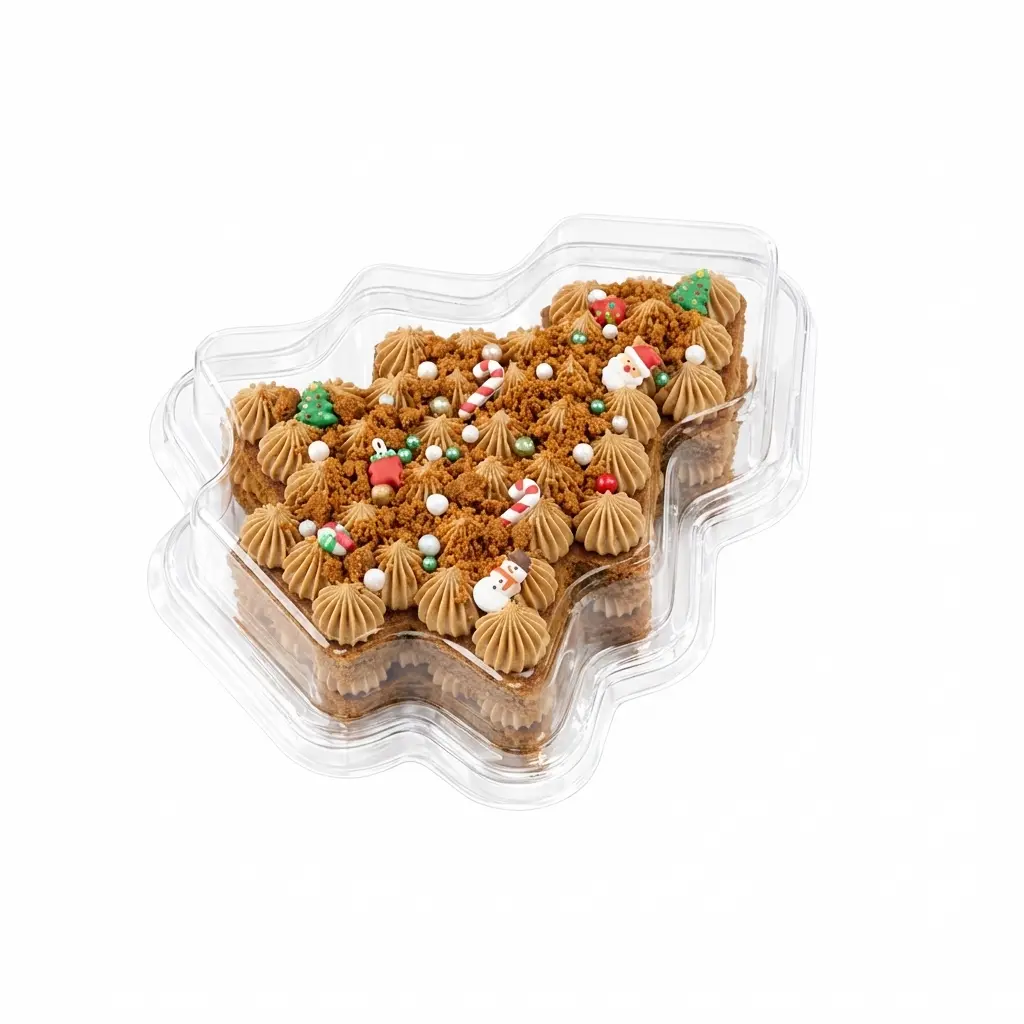Caramel Cookie Cake in Clear Christmas Tree Sweet Box