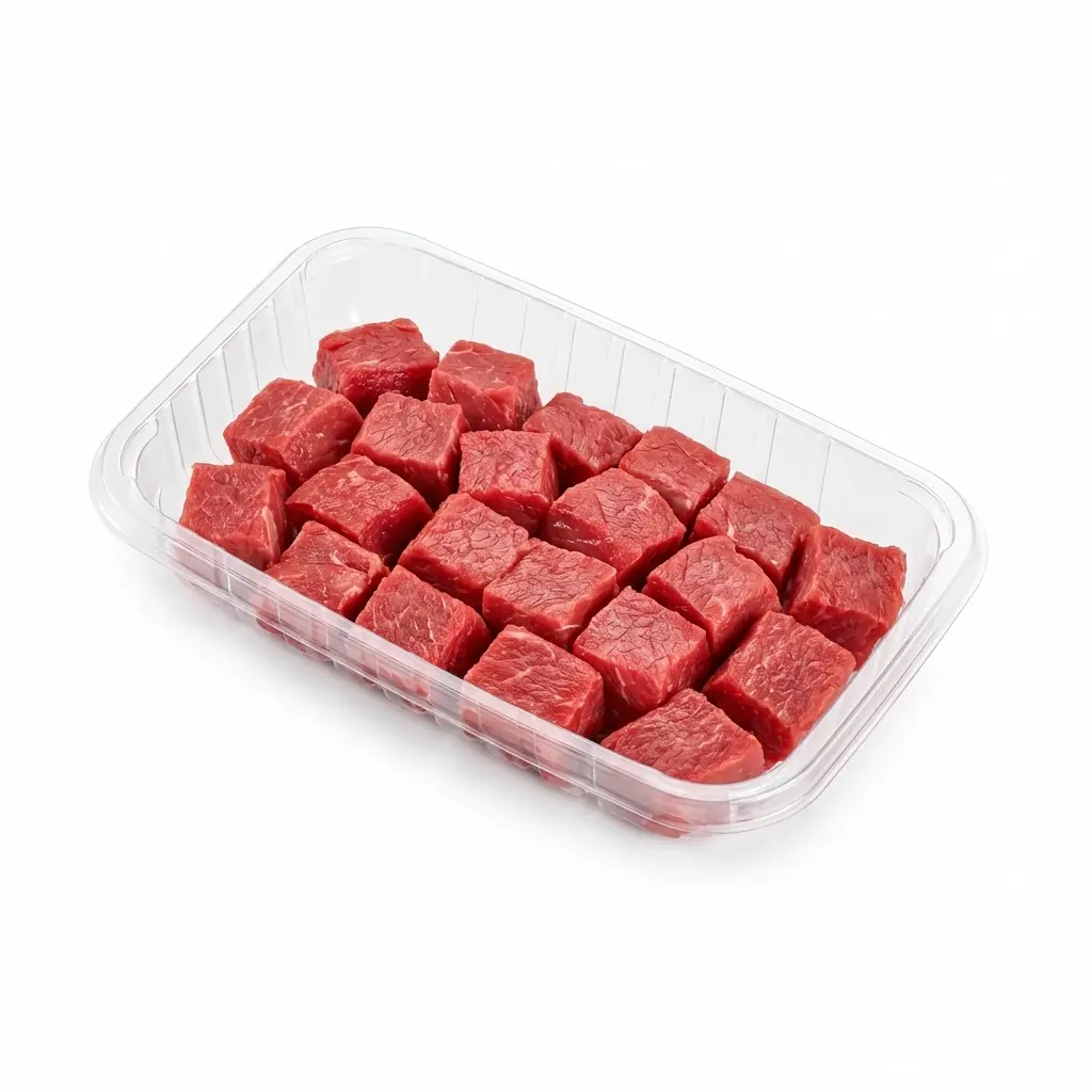 Clear PET Tray for Fresh Beef Cube Display