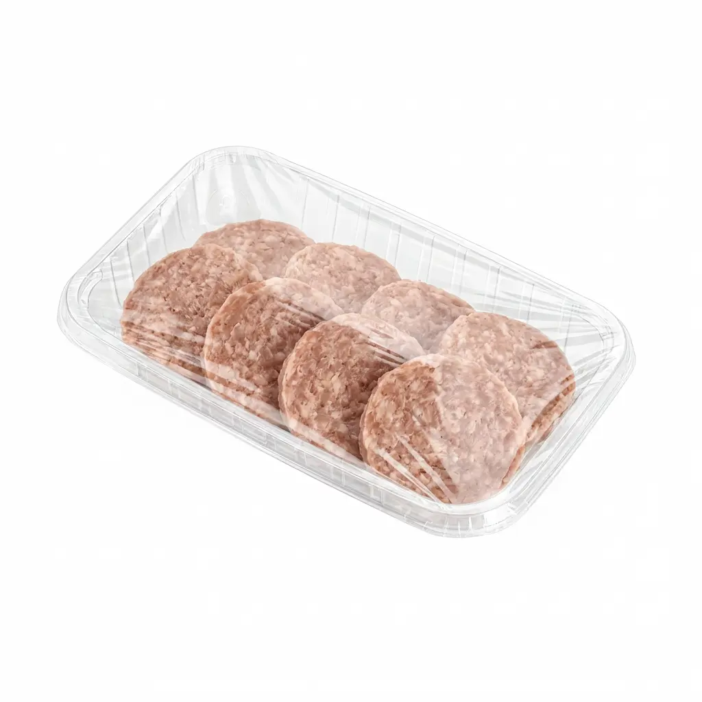 Clear PET Tray for Pork Sausage Patty Packaging