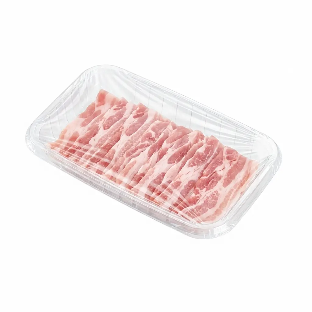 Clear PET Tray for Sliced Pork Belly Packaging