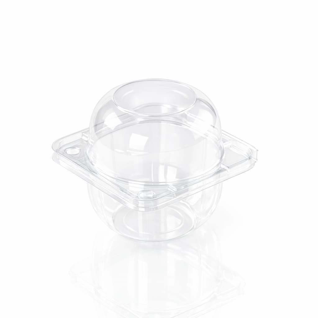 Empty Single Apple PET Hinged Container