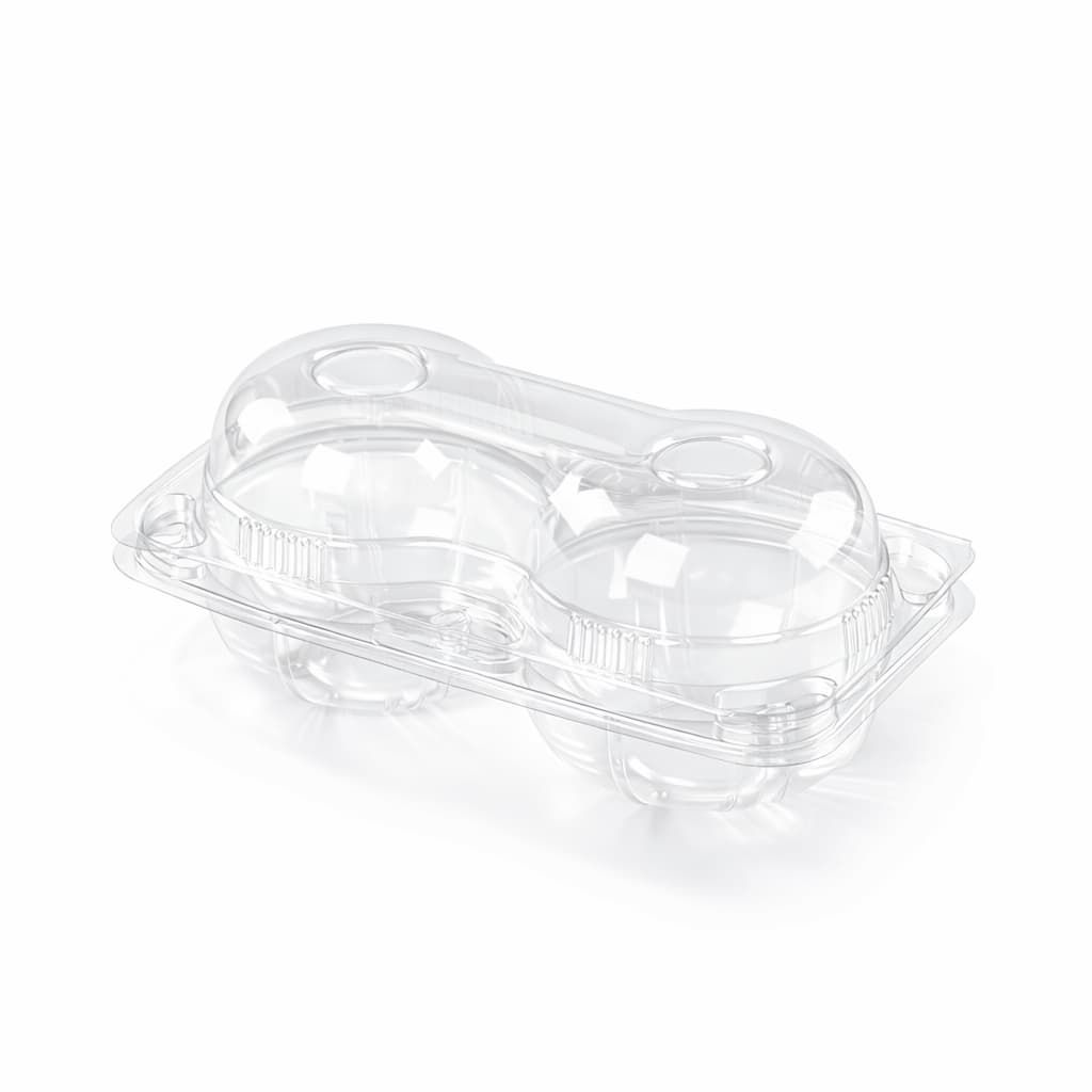 Empty Two Apple PET Hinged Container