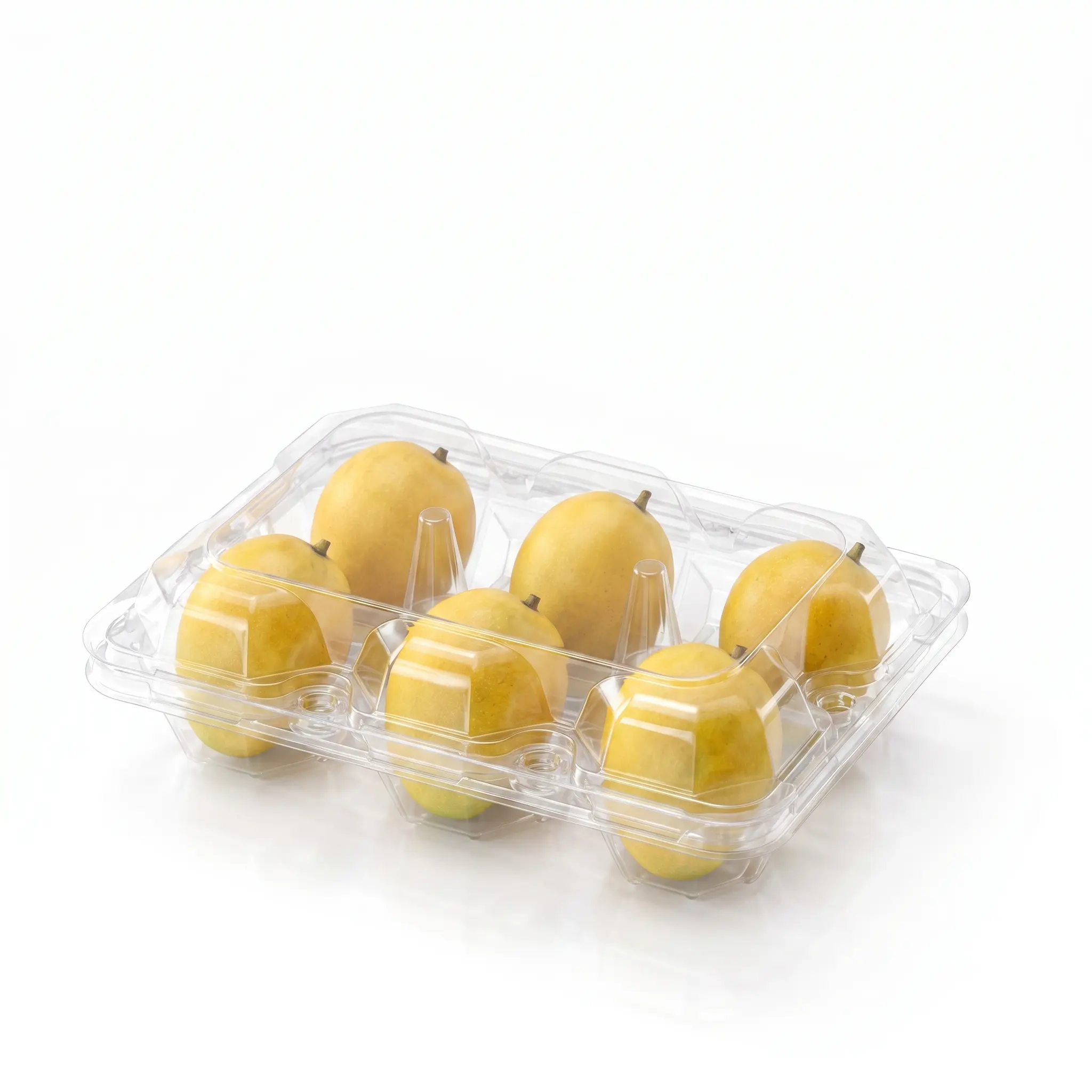 Mango Pack Display in Six-Cell Clear PET Hinged Fruit Clamshell