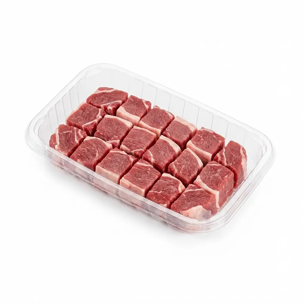 Open Clear PET Tray for Lamb Cube Display