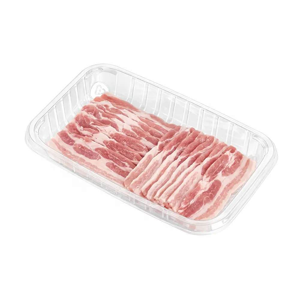 Open Clear PET Tray for Sliced Pork Packaging