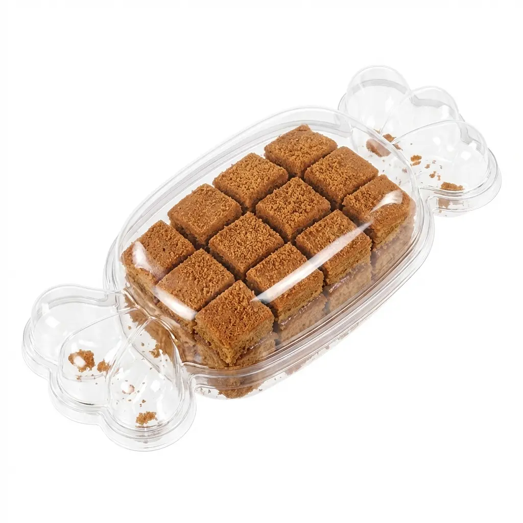 PET Candy Shape Container With Lid for Caramel Biscuit Cake Cubes