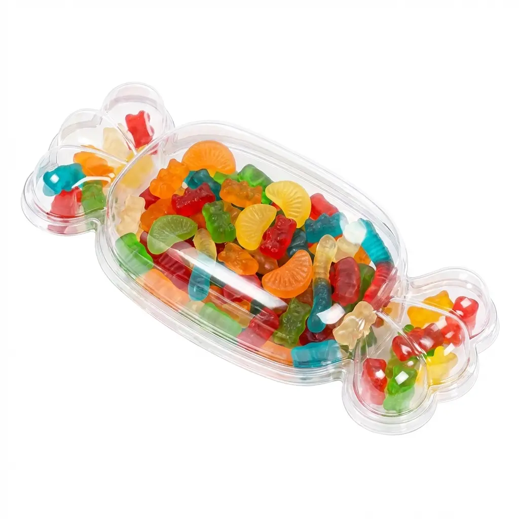 PET Candy Shape Container With Lid for Fruit Gummy Bears