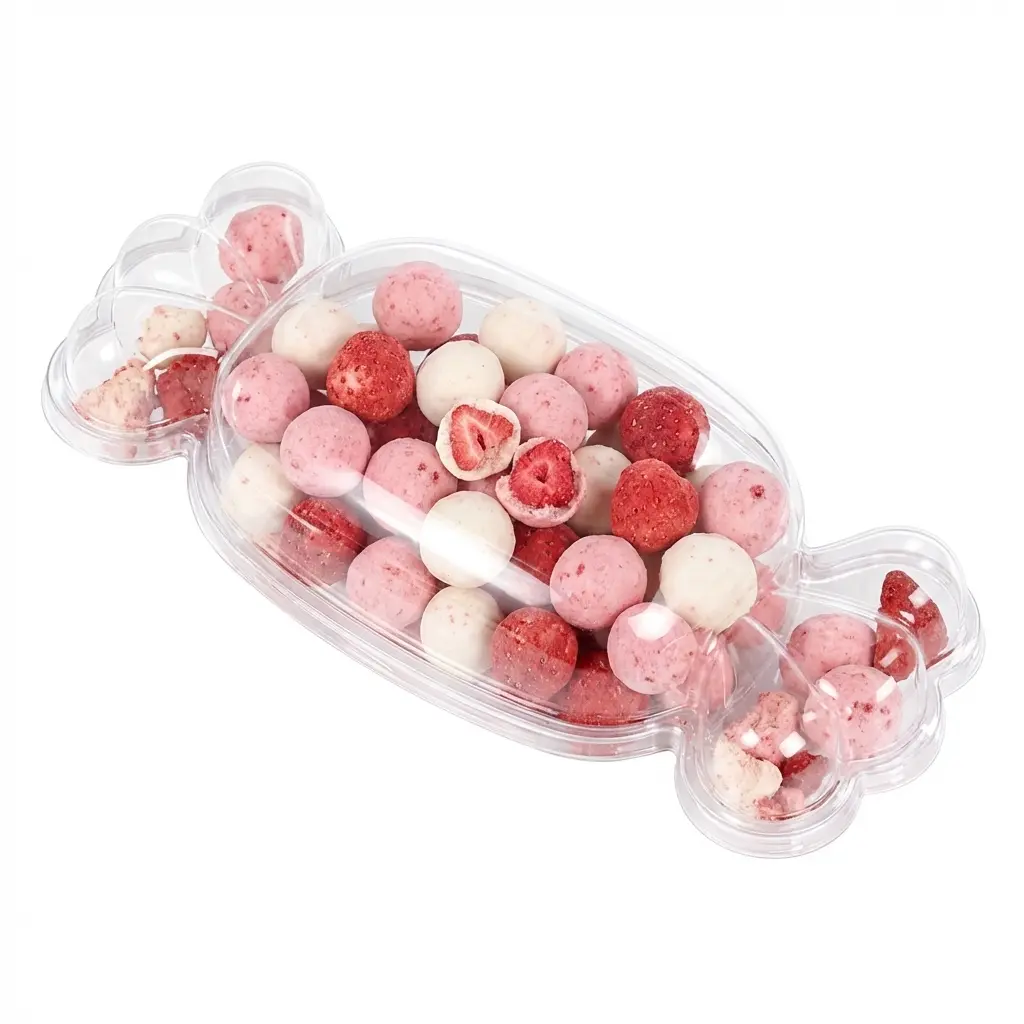 PET Candy Shape Container With Lid for Strawberry Yogurt Bites