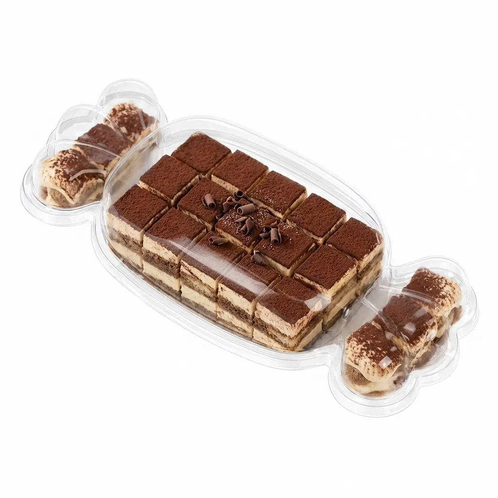 PET Candy Shape Container With Lid for Tiramisu Dessert Cubes