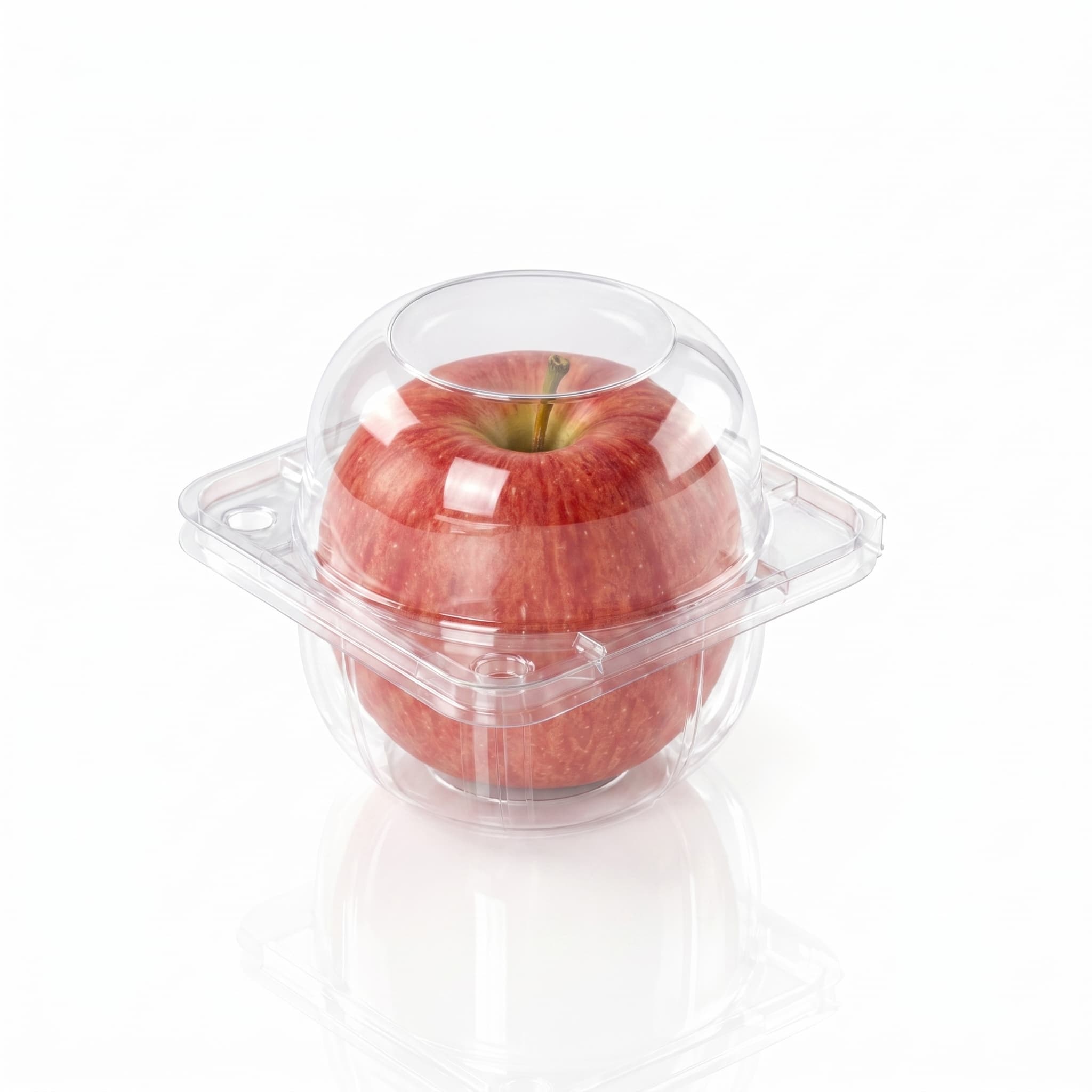 Single Apple PET Hinged Container with Fuji Apple