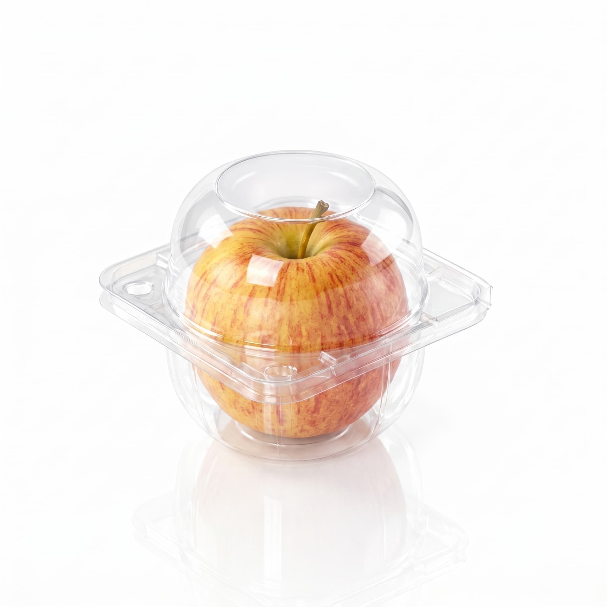 Single Apple PET Hinged Container with Gala Apple