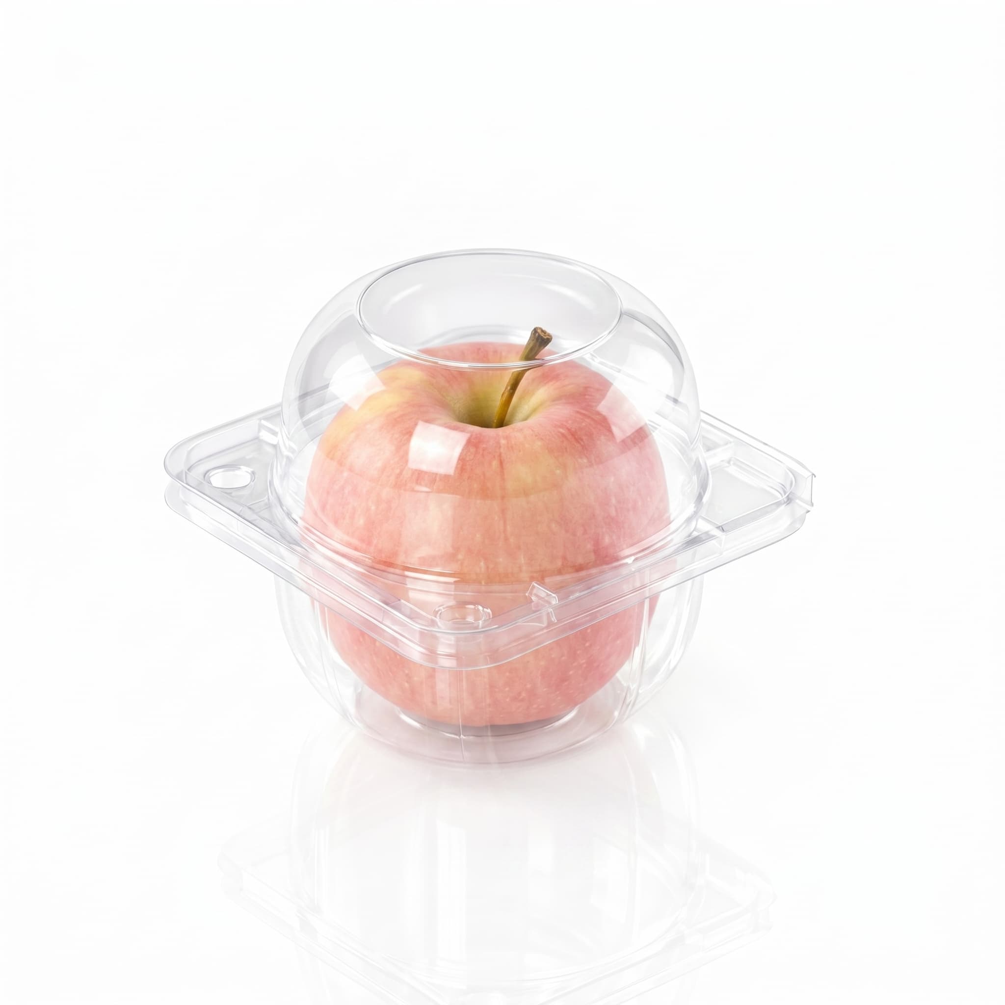 Single Apple PET Hinged Container with Pink Apple