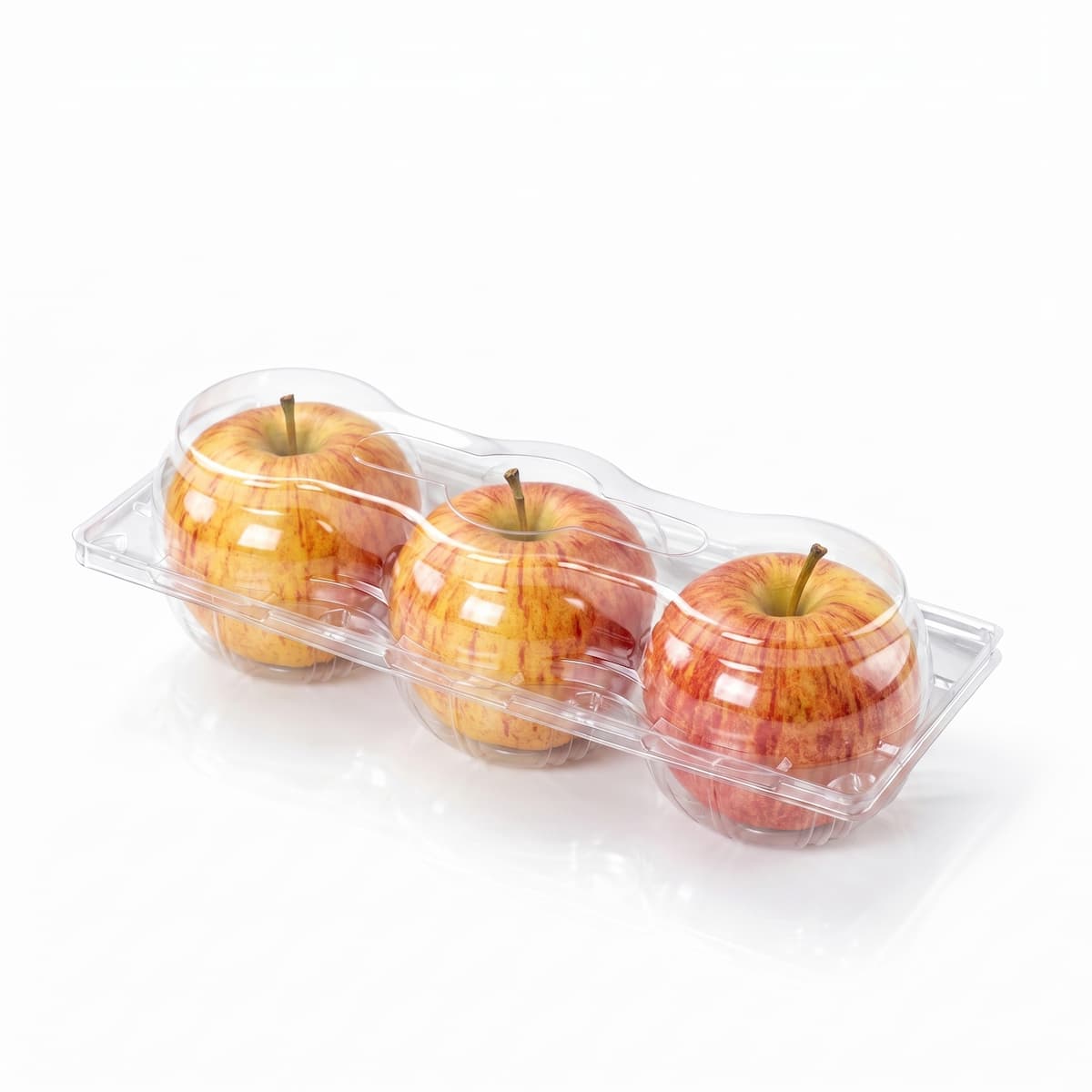 Three Apple PET Hinged Container with Gala Apples
