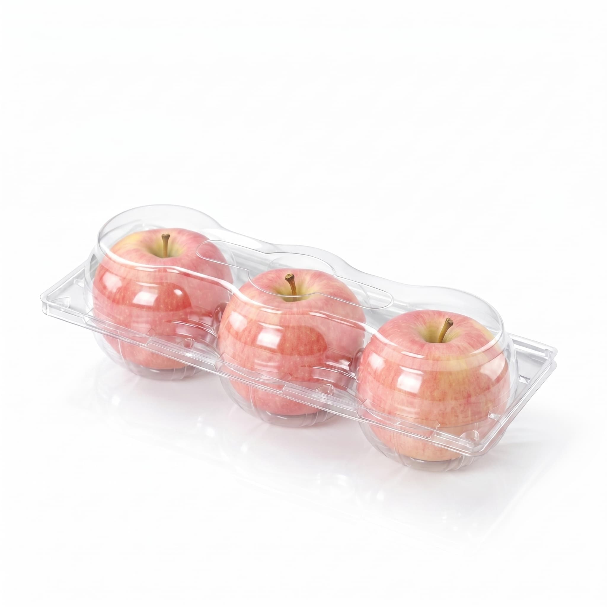 Three Apple PET Hinged Container with Pink Apples