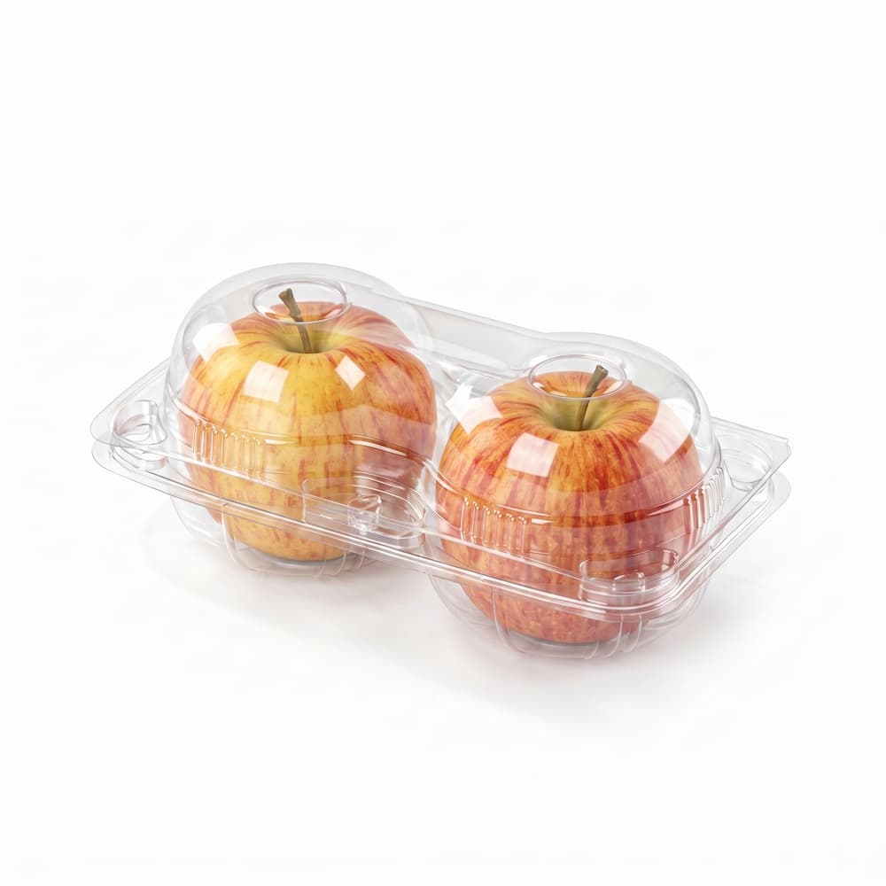 Two Apple PET Hinged Container with Gala Apples