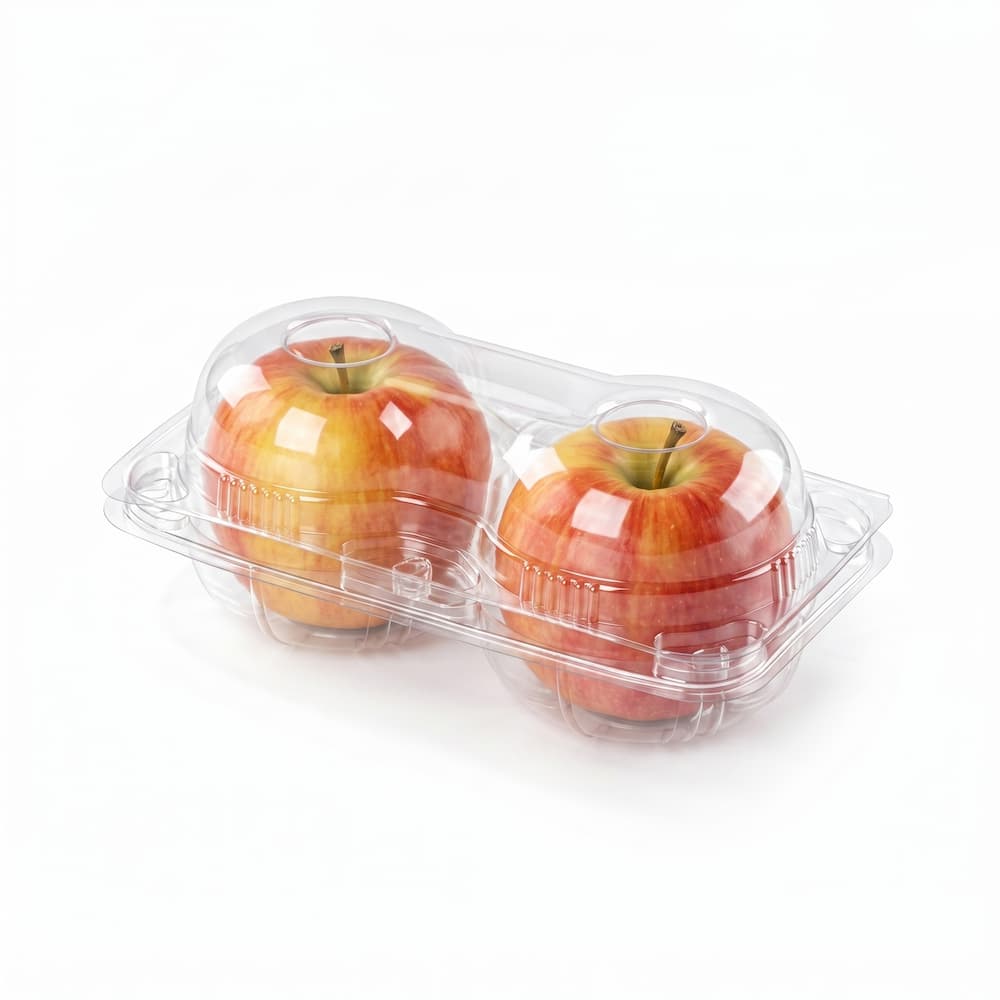 Two Apple PET Hinged Container with Honeycrisp Apples
