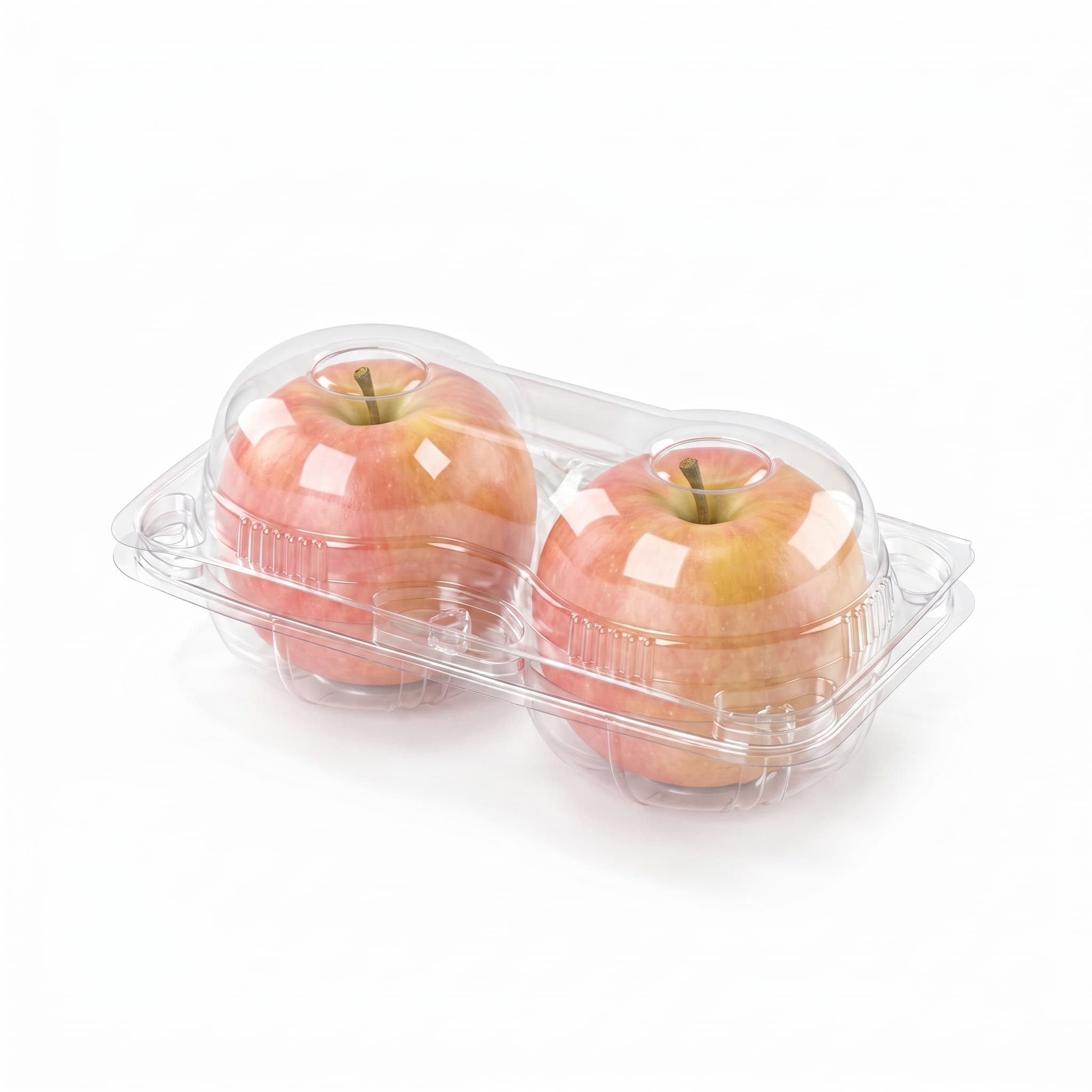 Two Apple PET Hinged Container with Pink Apples