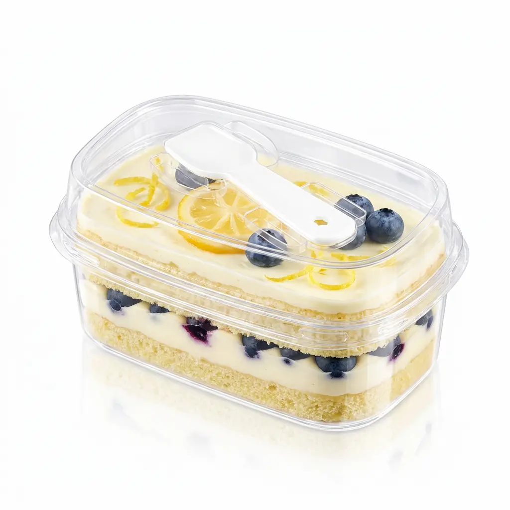 clear-high-lid-pet-cake-box-lemon-blueberry-cake Clear high-lid PET cake box with spoon lid for lemon blueberry cake