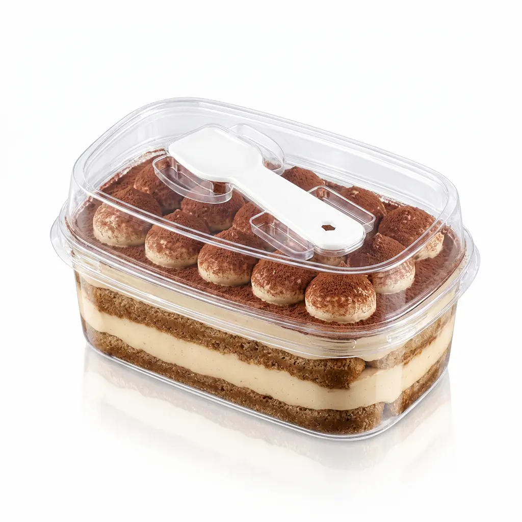 clear-high-lid-pet-cake-box-tiramisu-dessert Clear high-lid PET cake box with spoon lid for tiramisu dessert