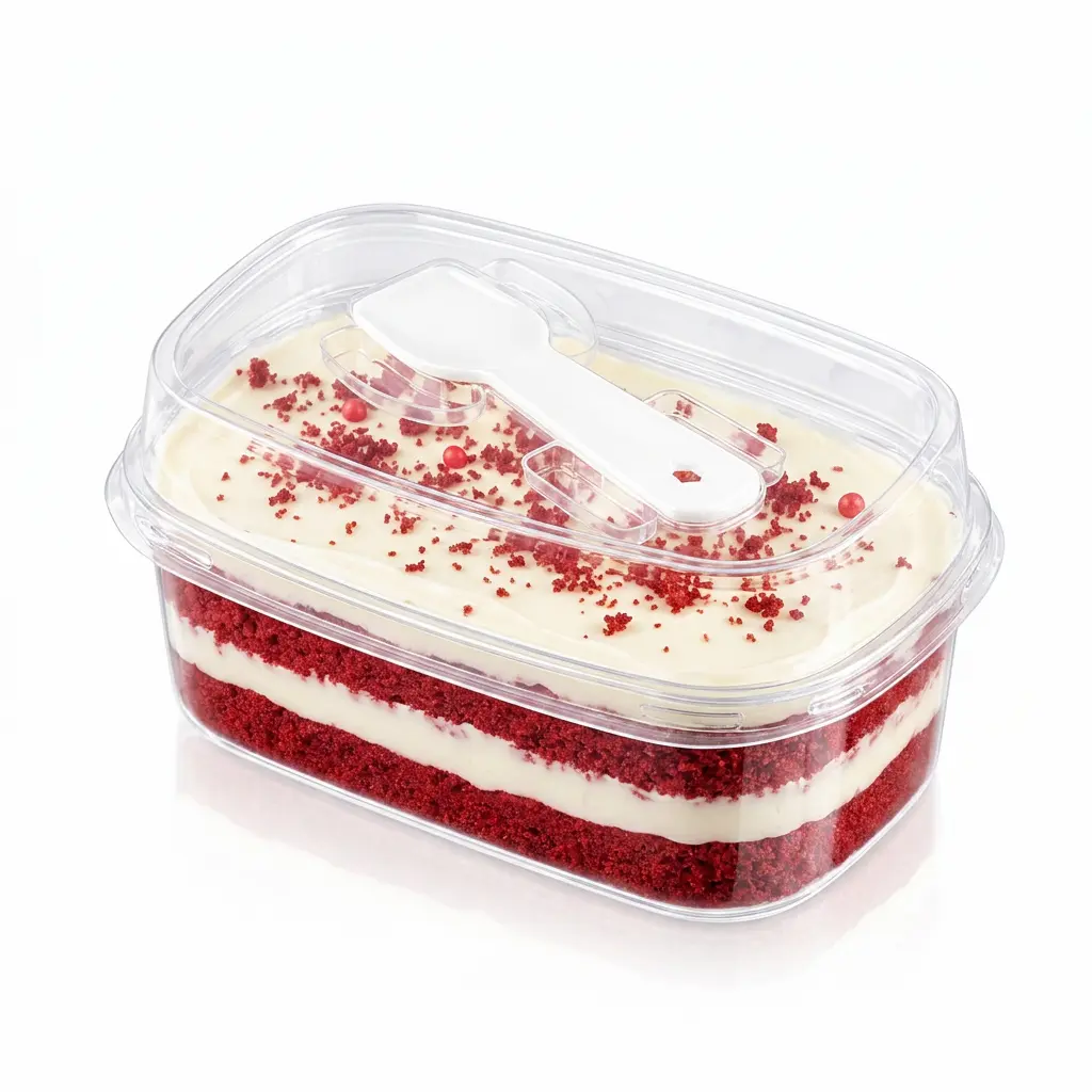 clear-high-lid-pet-dessert-box-red-velvet-cake Clear high-lid PET dessert box with spoon lid for red velvet cake