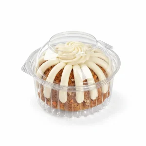 Clear RPET dome dessert container for carrot mini bundt cake