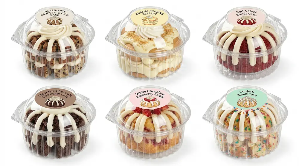 Clear RPET dome dessert containers with custom dessert labels
