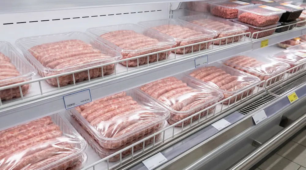 Clear PET meat tray for fresh sausage supermarket display