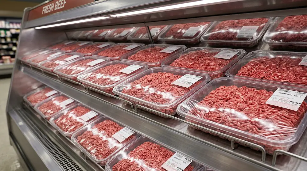 Clear PET meat trays for ground beef family pack supermarket display