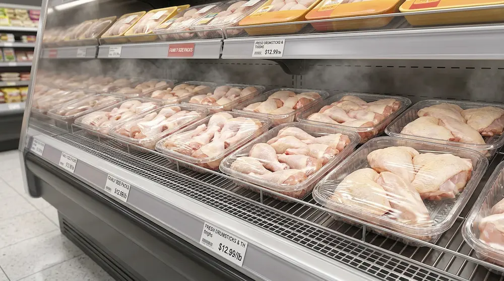 Clear PET meat tray for supermarket poultry and chicken display