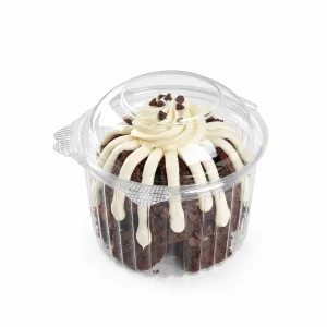 Clear PET/RPET dome dessert container for chocolate chip cake