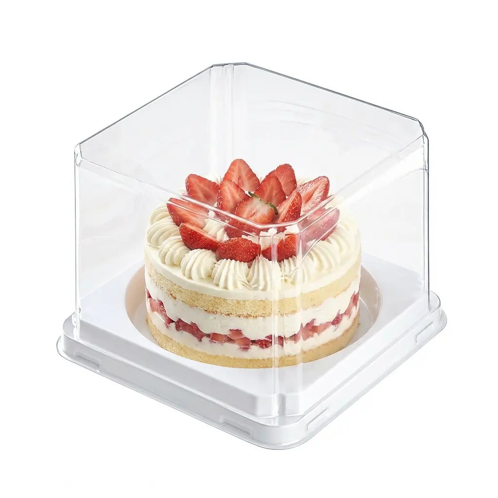clear-pet-rpet-mini-cake-container-strawberry-cream-cake Clear PET/RPET mini cake container for strawberry cream round cake packaging