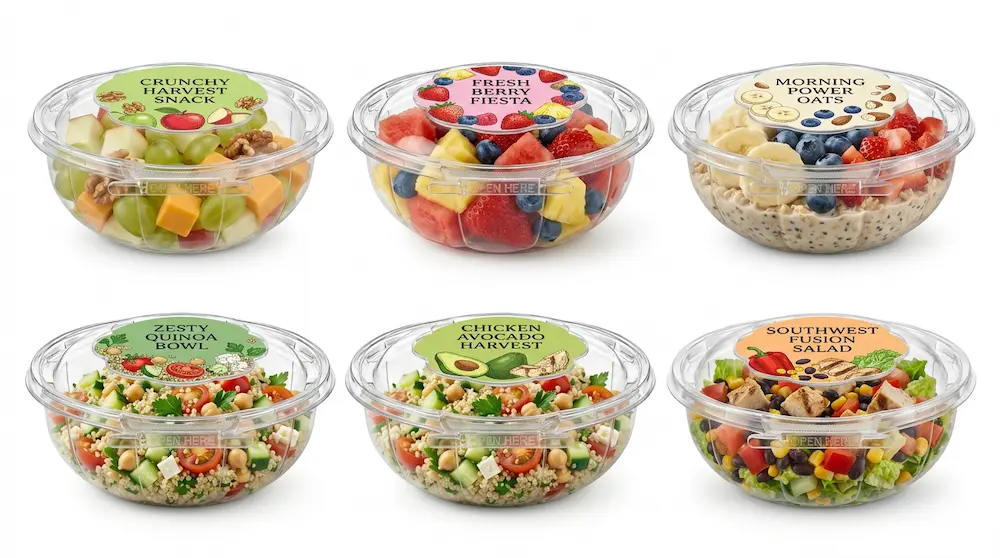 Custom Label Tamper Evident Clear PET Bowl with Anti-Fog Dome Lid
