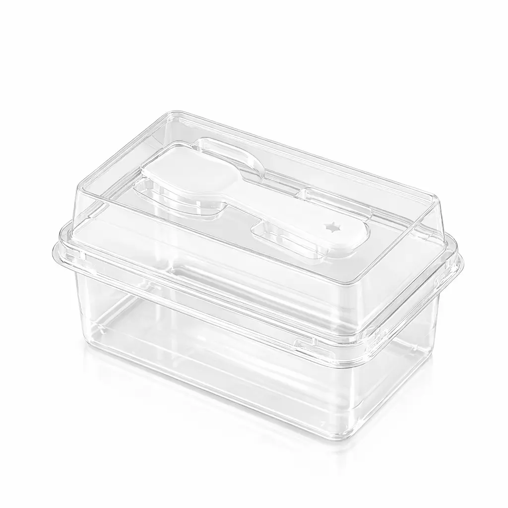 empty-clear-pet-mini-cake-box-spoon-lid Empty clear PET mini cake box with spoon lid for dessert packaging