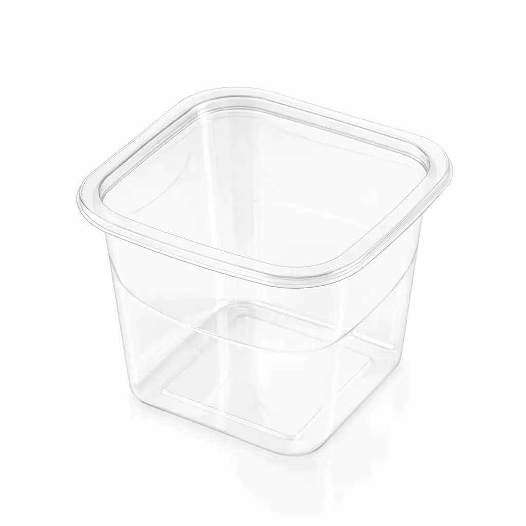 empty-clear-square-pet-dessert-cup-base Empty clear square PET dessert cup base for bakery packaging
