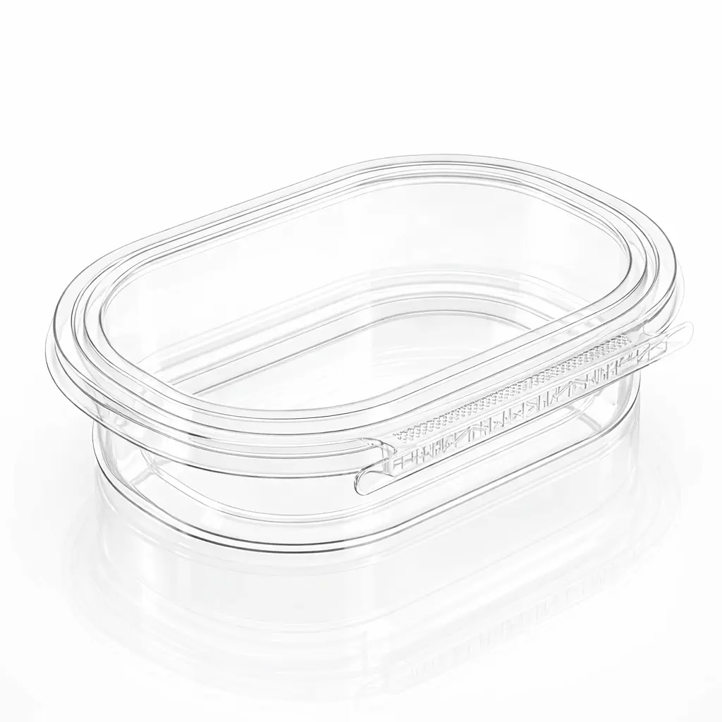 empty-single-compartment-tamper-evident-container Empty clear single compartment tamper evident container with hinged lid