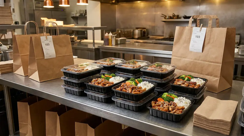 PP takeaway food containers with separate lids for restaurant pickup and meal delivery