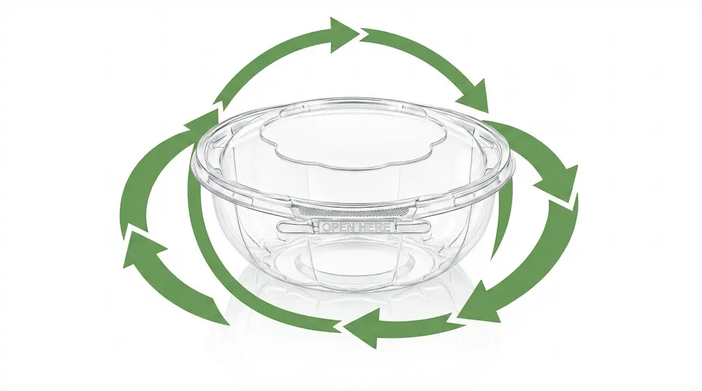 Recyclable Tamper Evident Clear PET Bowl with Anti-Fog Dome Lid