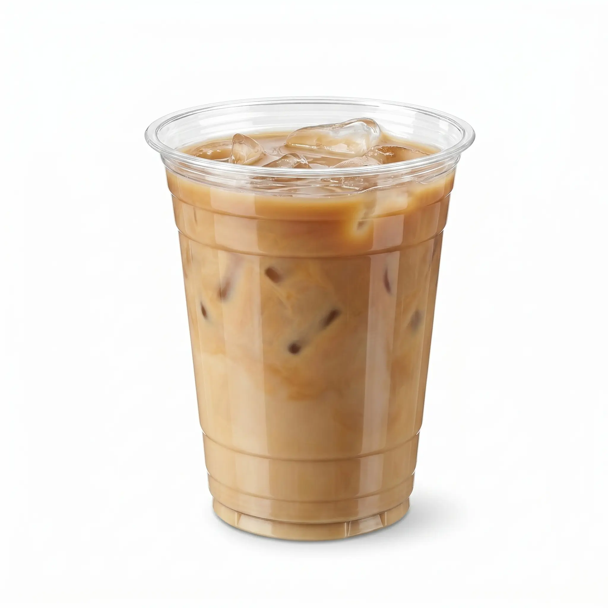 16 oz PETRPET clear cold cup filled with iced latte 16 oz PET/RPET clear cold cup filled with iced latte