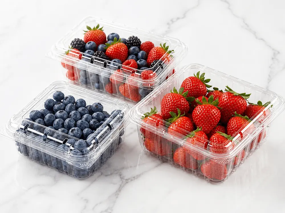 Complete Guide to Food Packaging Budget Planning for Samples, Trial Orders, and Wholesale Supply 6 Clear PET berry clamshell containers for blueberries, strawberries, raspberries, and blackberries