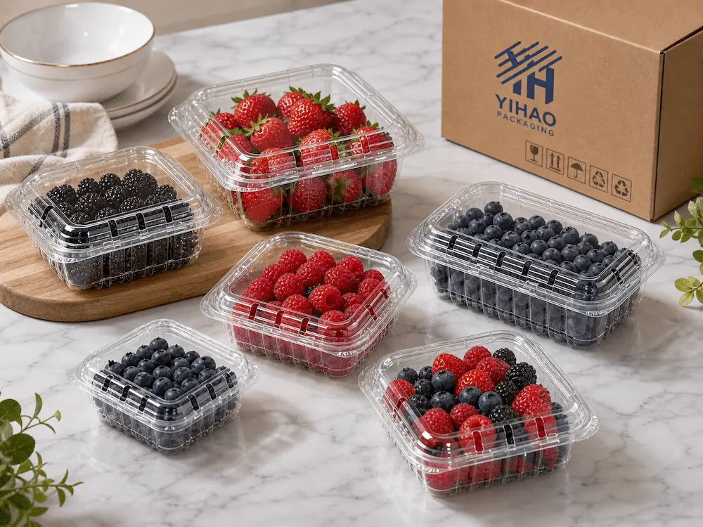Complete Guide to Berry Clamshell Packaging for Blueberries, Blackberries, and Raspberries 6 Clear PET berry clamshell containers for blueberries, blackberries, raspberries, and strawberries