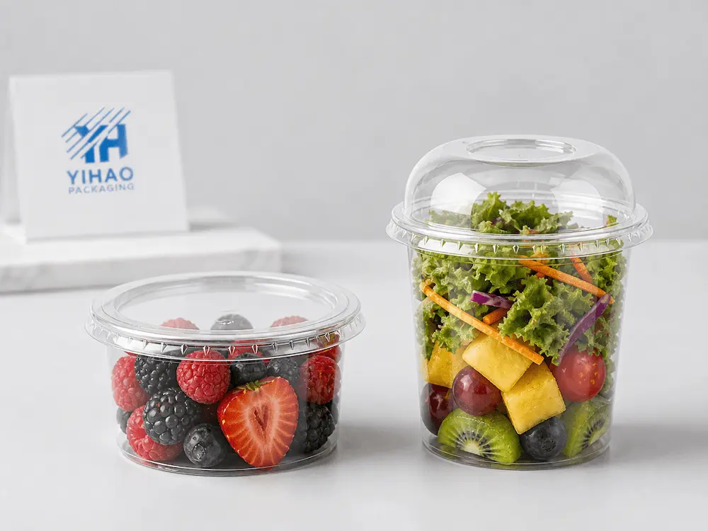 Best Fresh-Cut Fruit Containers for Retail Display, Takeaway, and Chilled Food 8 Clear PET containers for berry cups, mixed fruit, and salad chilled packaging