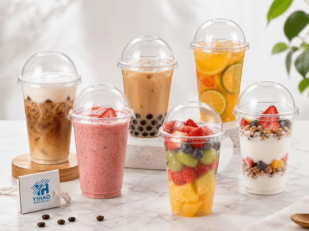 Best Dome Lids for Retail Display, Takeaway, and Chilled Food 1 Clear PET dome lid cups for cold drinks, fruit cups, yogurt cups, and takeaway food display