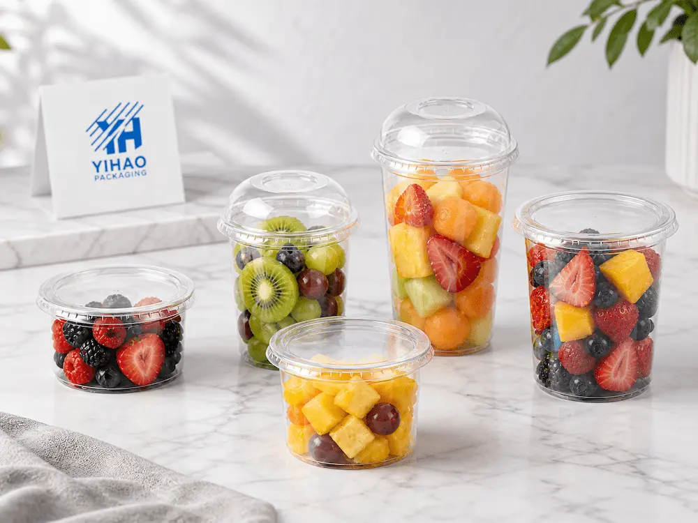 Best Fresh-Cut Fruit Containers for Retail Display, Takeaway, and Chilled Food 1 Clear PET fresh-cut fruit containers for berries, pineapple, grapes, kiwi, and mixed fruit takeaway packaging