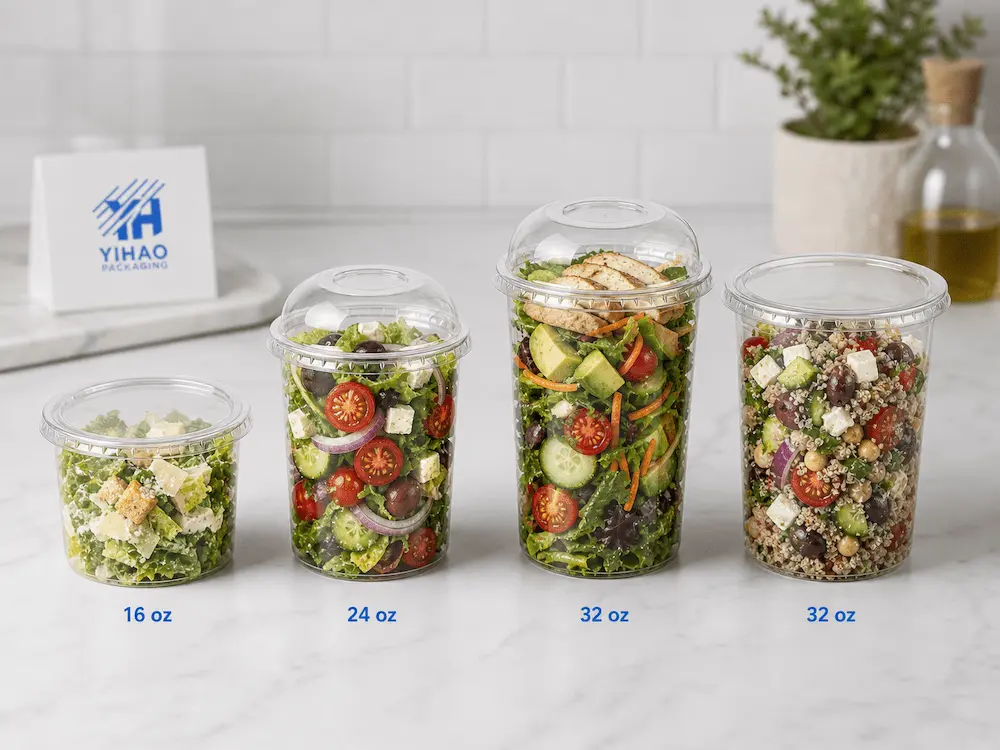 Best Fresh-Cut Fruit Containers for Retail Display, Takeaway, and Chilled Food 2 Clear PET containers for salads, light meals, chilled ready-to-eat foods, and fresh-cut fruit packaging