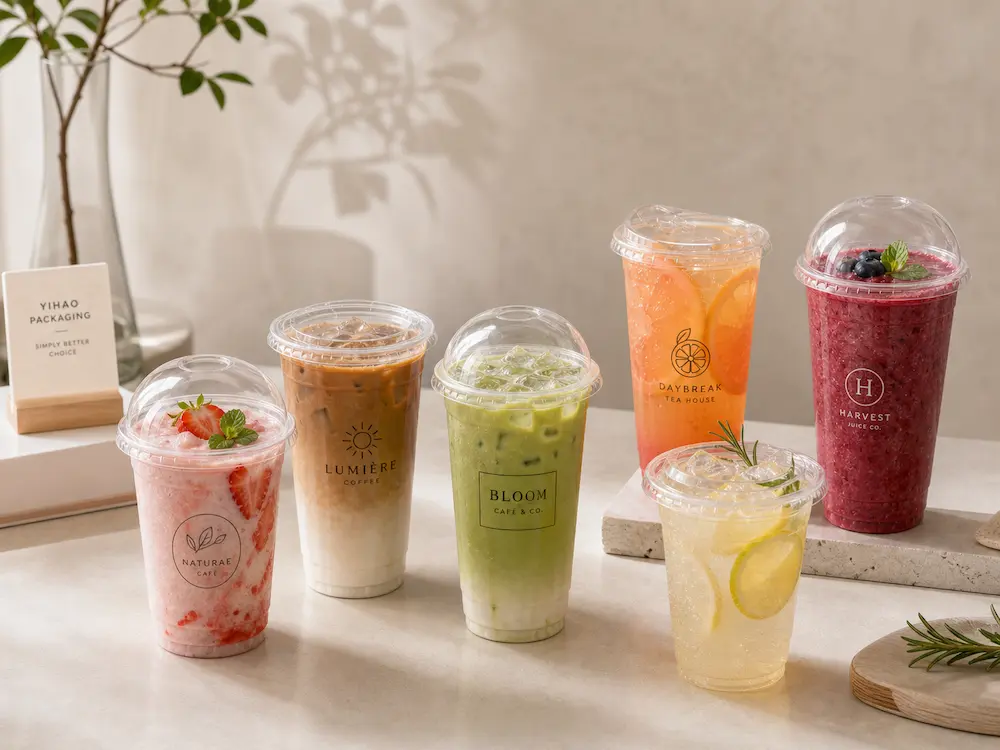 PET Cold Cups Complete Guide for Iced Coffee, Juice, and Smoothies 3 Custom PET cold cups for iced coffee, lemonade, matcha, and smoothie packaging