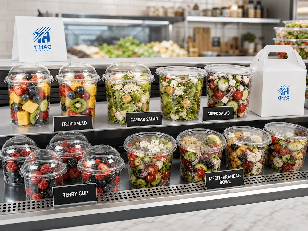 Best Fresh-Cut Fruit Containers for Retail Display, Takeaway, and Chilled Food 7 Clear PET fruit cups and salad containers for deli counter, refrigerated display, and ready-to-eat food sales