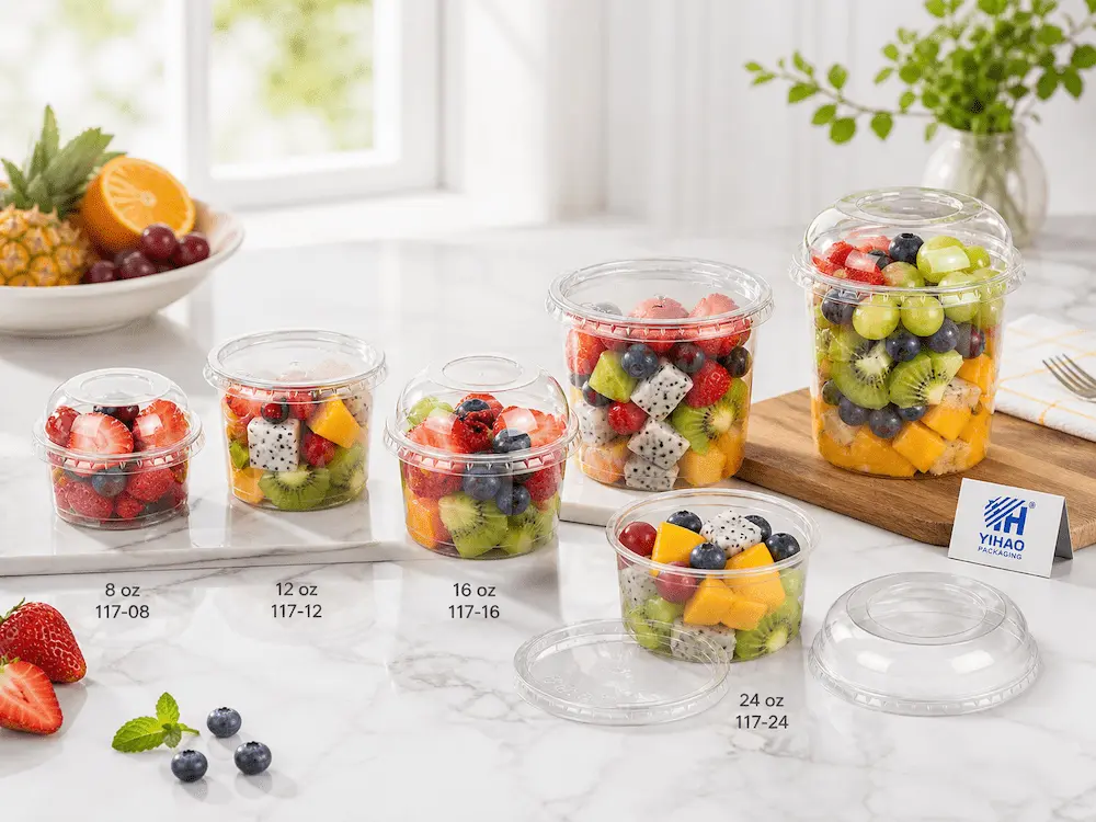Best Fruit Salad Containers for Retail Display, Takeaway, and Chilled Food 5 Clear PET fruit salad containers for retail display, takeaway, and chilled fresh-cut fruit packaging