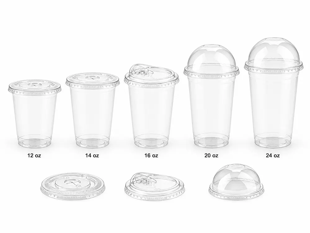 Strawless Lids vs Alternative Packaging: How Buyers Should Choose 5 12 oz to 24 oz clear PET cold cups with different compatible lid options