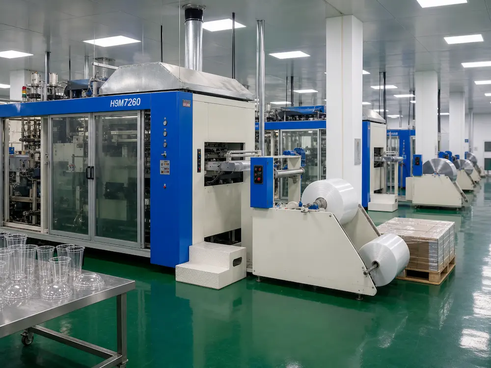 PET juice cup and cold drink cup factory production line